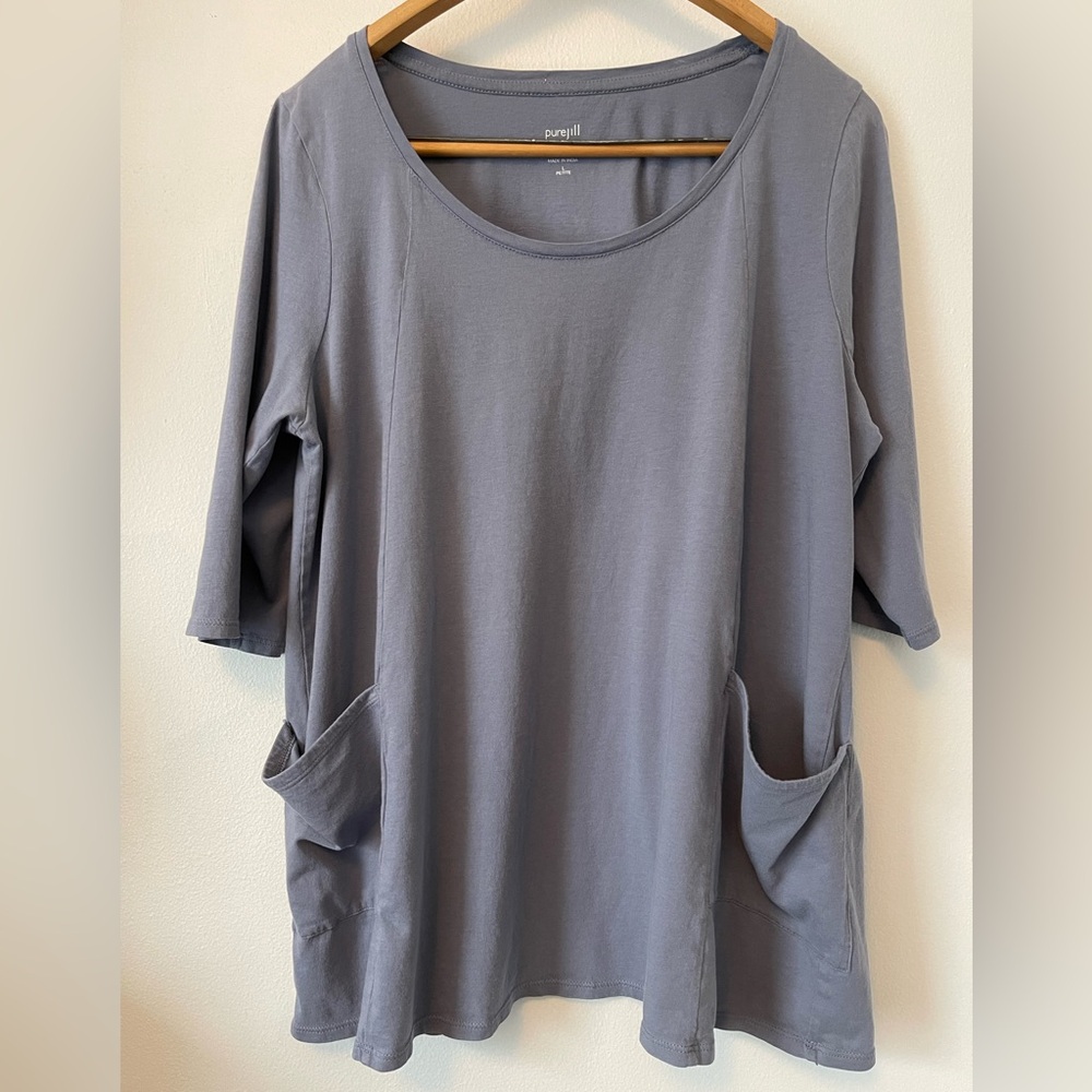 Pure Jill Relaxed Slate Scoop-Neck Tunic with Front Pockets
